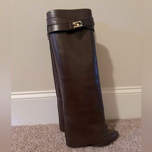 Givenchy Shark Lock Boots in Brown Leather